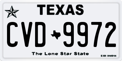 TX license plate CVD9972