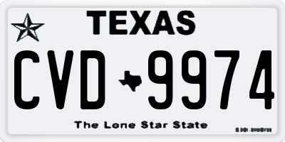 TX license plate CVD9974
