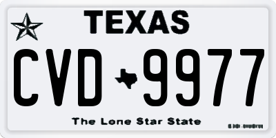 TX license plate CVD9977