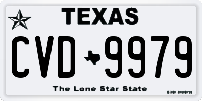 TX license plate CVD9979