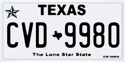 TX license plate CVD9980
