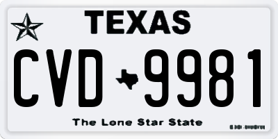 TX license plate CVD9981