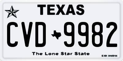 TX license plate CVD9982