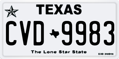 TX license plate CVD9983