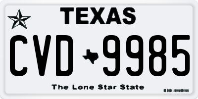 TX license plate CVD9985