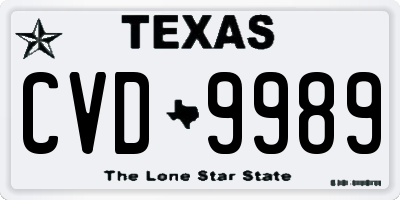 TX license plate CVD9989