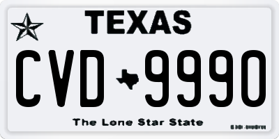 TX license plate CVD9990