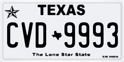 TX license plate CVD9993