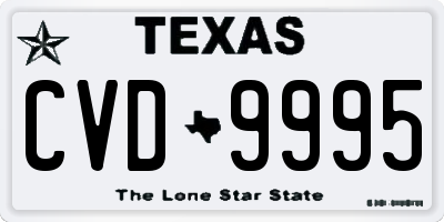 TX license plate CVD9995