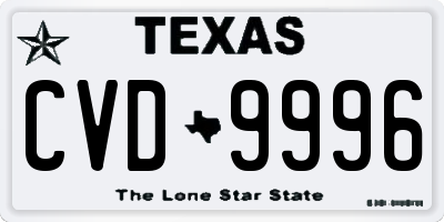 TX license plate CVD9996