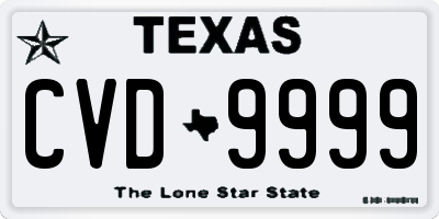 TX license plate CVD9999