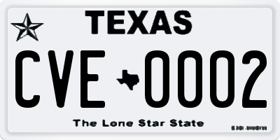 TX license plate CVE0002