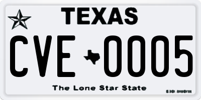 TX license plate CVE0005
