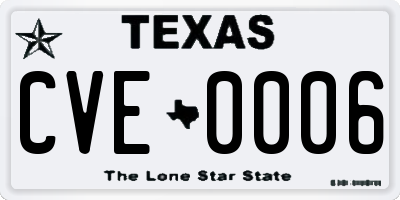 TX license plate CVE0006