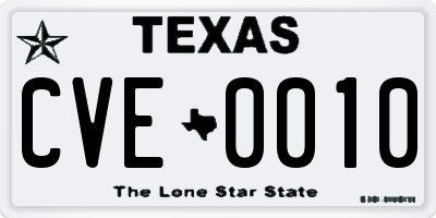TX license plate CVE0010