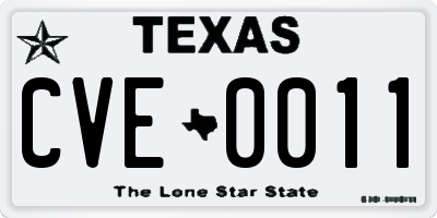TX license plate CVE0011