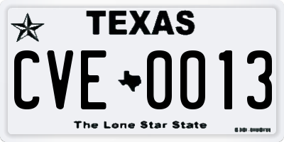 TX license plate CVE0013