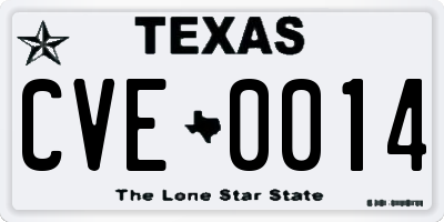 TX license plate CVE0014