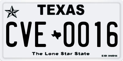TX license plate CVE0016