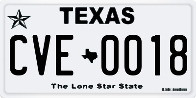 TX license plate CVE0018