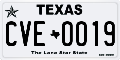 TX license plate CVE0019