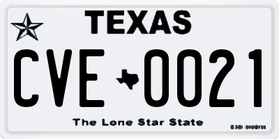 TX license plate CVE0021