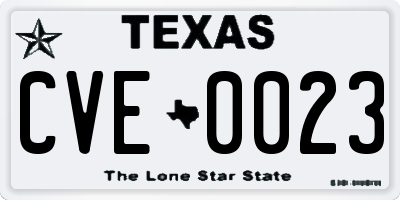 TX license plate CVE0023