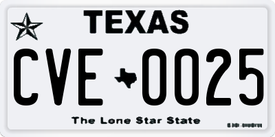 TX license plate CVE0025