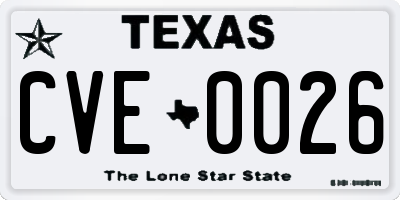 TX license plate CVE0026