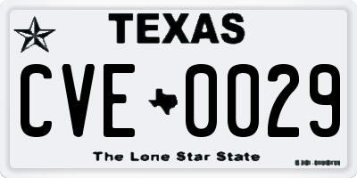 TX license plate CVE0029