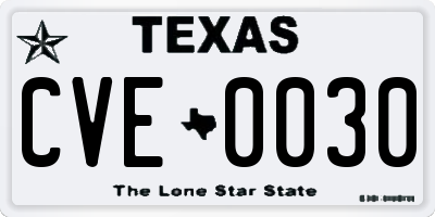 TX license plate CVE0030