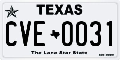 TX license plate CVE0031