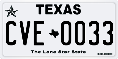 TX license plate CVE0033