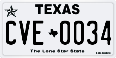 TX license plate CVE0034