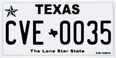 TX license plate CVE0035