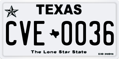 TX license plate CVE0036