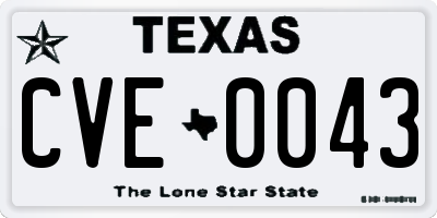 TX license plate CVE0043