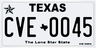 TX license plate CVE0045