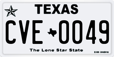 TX license plate CVE0049