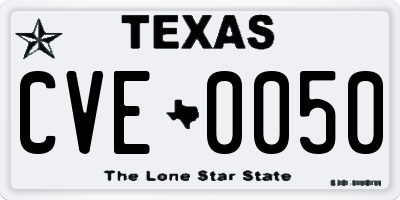 TX license plate CVE0050