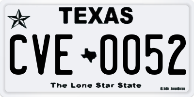TX license plate CVE0052