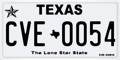 TX license plate CVE0054