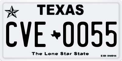 TX license plate CVE0055
