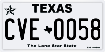 TX license plate CVE0058