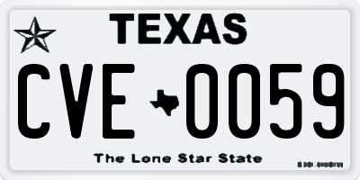 TX license plate CVE0059