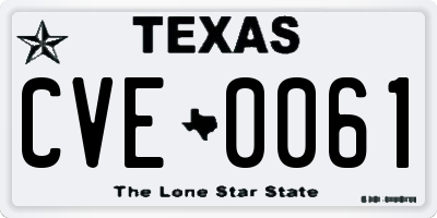 TX license plate CVE0061