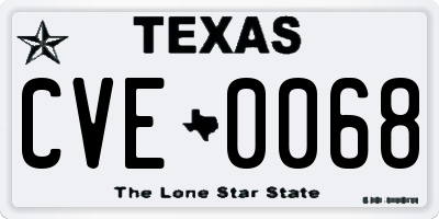 TX license plate CVE0068