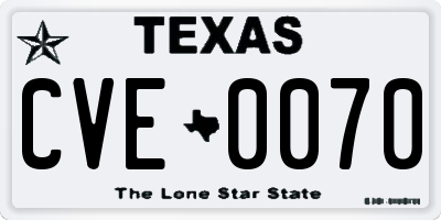 TX license plate CVE0070