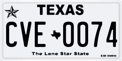 TX license plate CVE0074