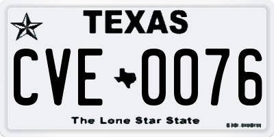 TX license plate CVE0076